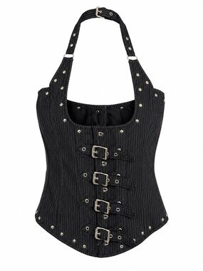 Top Drawer Women’s Pinstripe Buckle Corset Top   Size: XXL